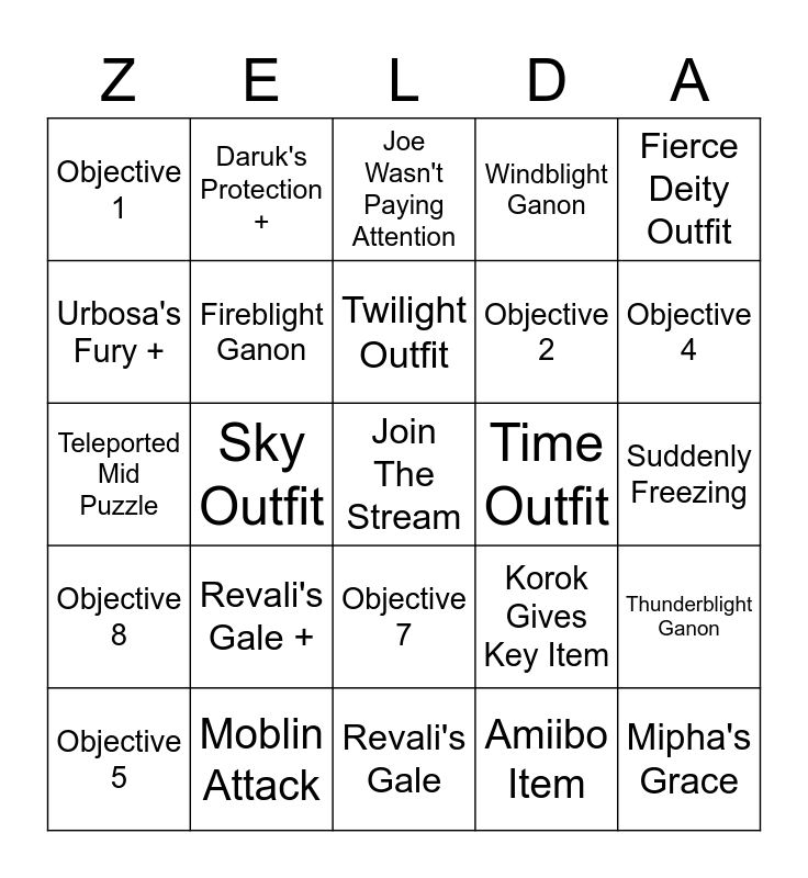 BOTW Randomizer Bingo Card