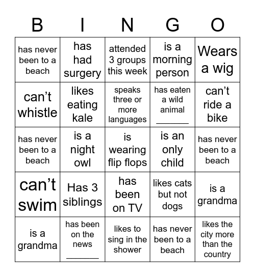 Find someone who… Bingo Card