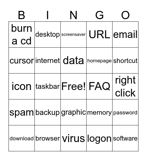 Reeves' Computer Basics Bingo  Bingo Card