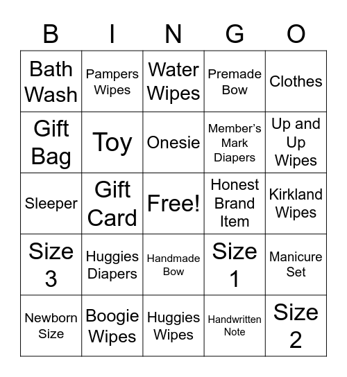 Whitney's Sprinkle Bingo Card