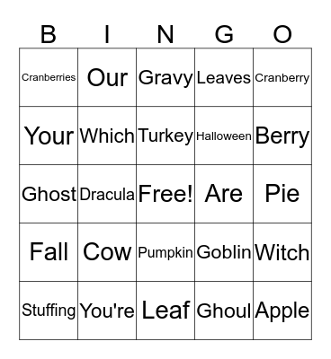 Fall FUN Bingo Card