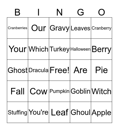 Fall FUN Bingo Card