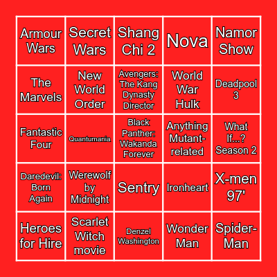 MARVEL COMICS Bingo Card