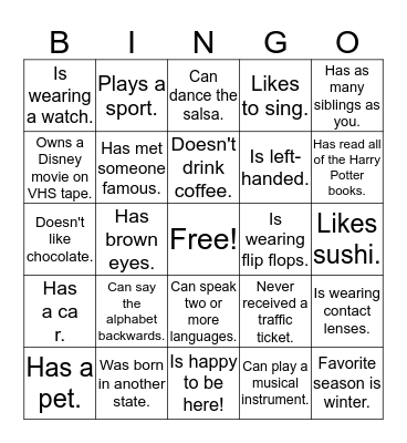 Find Someone Who... Bingo Card