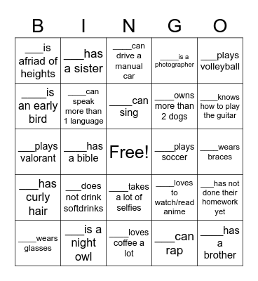 Get to Know Bingo Card