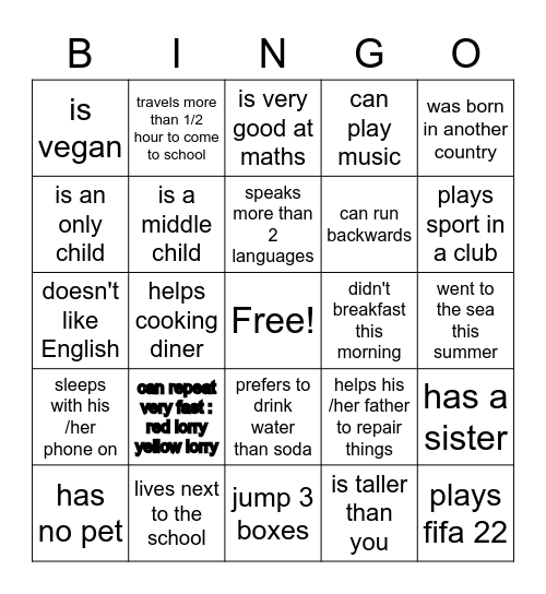 find someone who .... Bingo Card