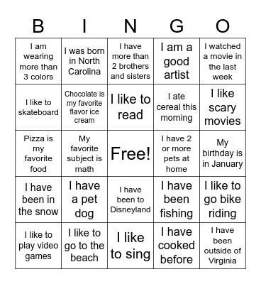 Find A Friend BINGO! Bingo Card