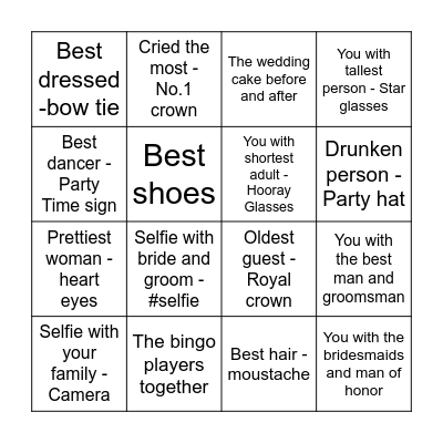 Wedding photo bingo Card