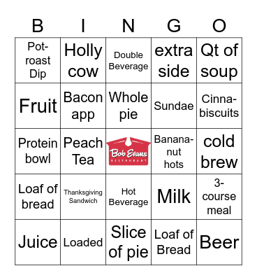 BOB'S Bingo Card