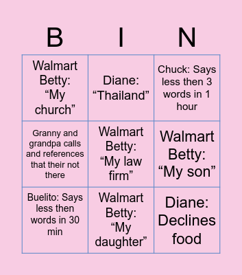 Family Fun 2022 Bingo Card