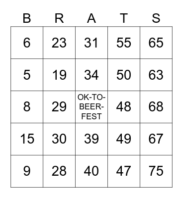 OKTOBERFEST Bingo Card