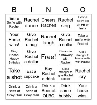 Rachel's 40th Birthday Bingo! Bingo Card