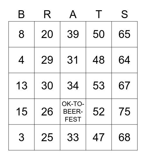 OKTOBERFEST Bingo Card