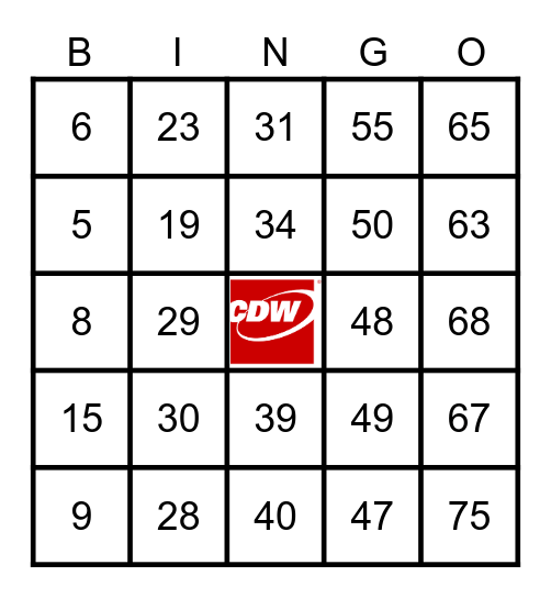 CDW Virtual Bingo - Round #1 - September 13th Bingo Card