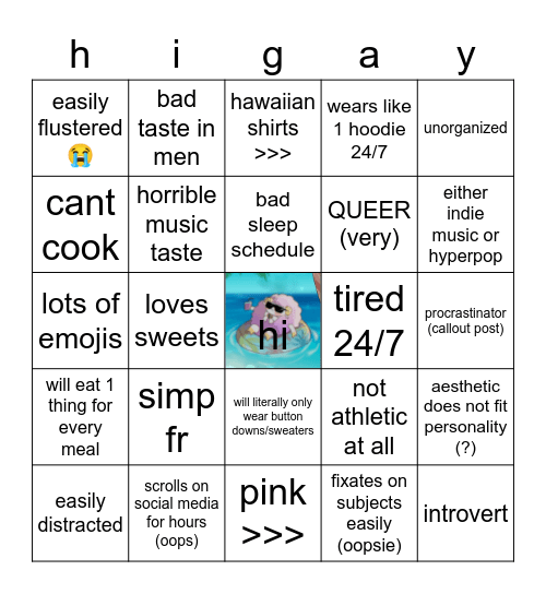 me bingo Card