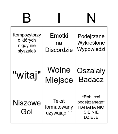 Gęstoryb Bingo Card