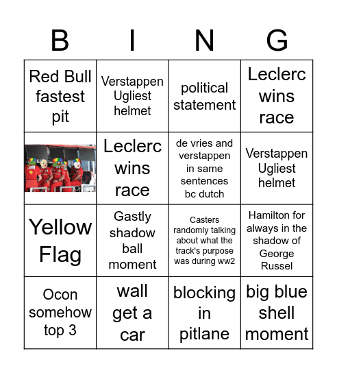 F1 Italy Bingo Card