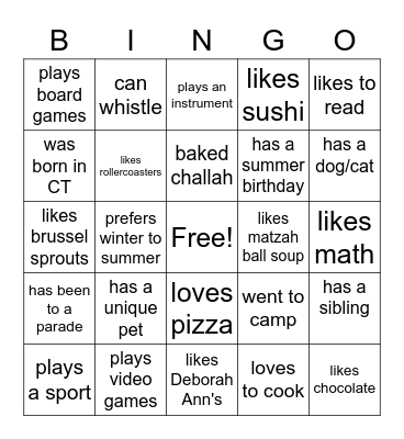 Friends Bingo Card