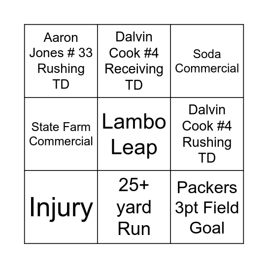 Go PACK Go Bingo Card