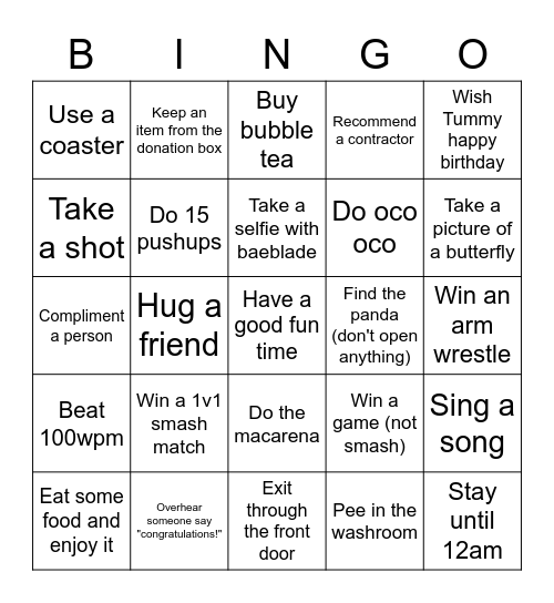 Baeblade Bingo Card