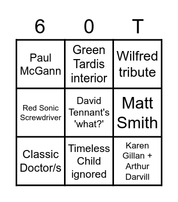 Doctor Who 60th Anniversary Bingo Card
