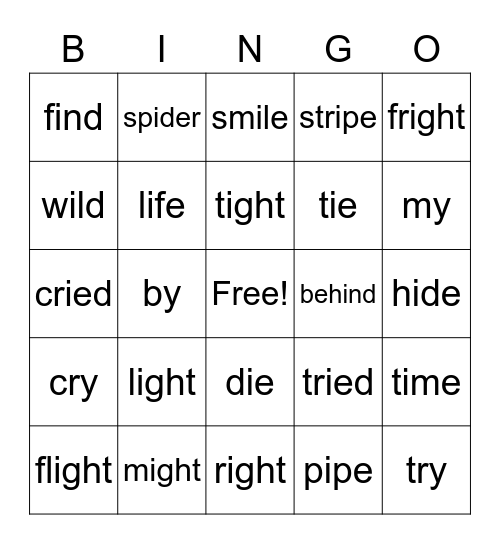 Long i Bingo Card