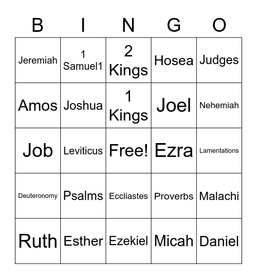 Old Testament Books of the Bible Bingo Card