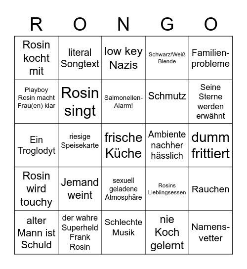 Rosin Bingo Card