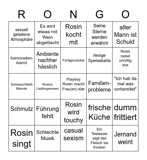 Rosin Bingo Card