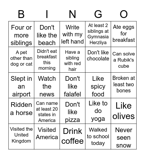 I/I have... Bingo Card