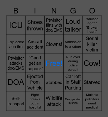 NoPixel Medical/EMS Bingo Card