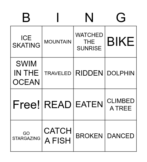 HAVE YOU EVER Bingo Card