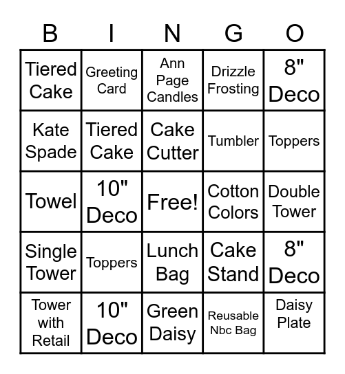 Retail Bingo Card