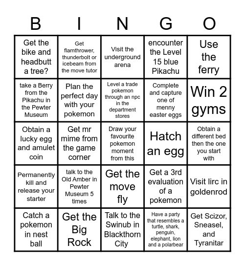Cristal clrear Bingo Card