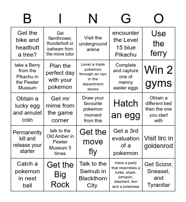 Cristal clrear Bingo Card