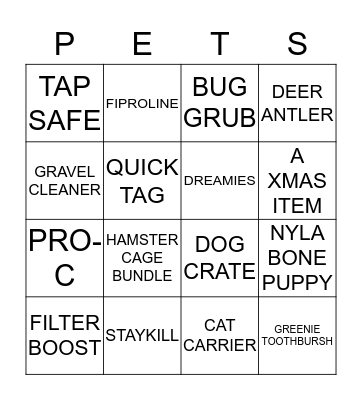 SUPER DUPER PETS AT HOME BINGO Card