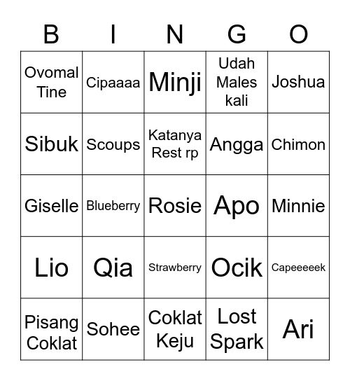 Bingo Kematian Bingo Card