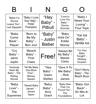 Baby Bingo! Bingo Card