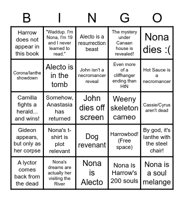 Nona the Ninth Predictions Bingo! Bingo Card