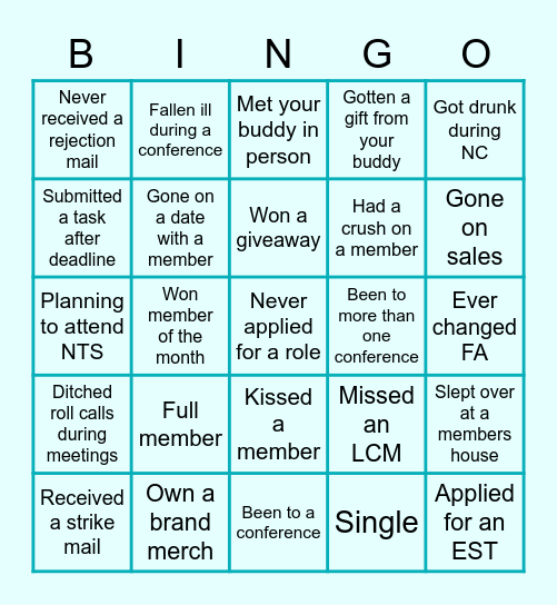 Nirvana Bingooo! Bingo Card