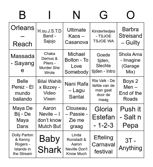 FFD - MUZIEKBINGO 2 Bingo Card