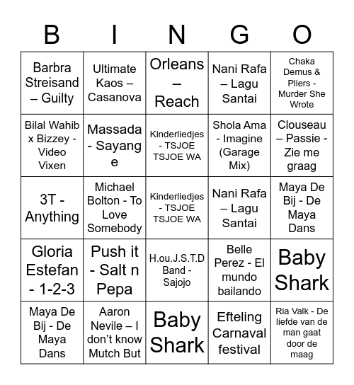 FFD - MUZIEKBINGO 2 Bingo Card