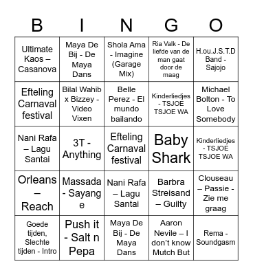 FFD - MUZIEKBINGO 2 Bingo Card