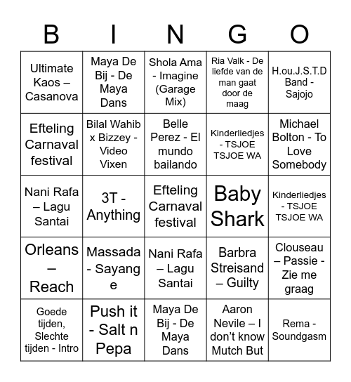 FFD - MUZIEKBINGO 2 Bingo Card