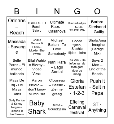 FFD - MUZIEKBINGO 2 Bingo Card