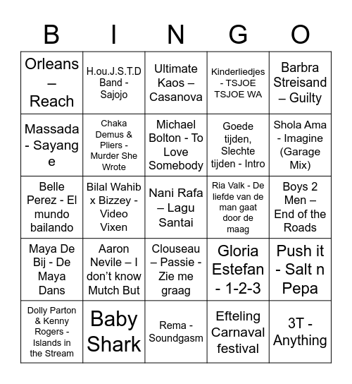 FFD - MUZIEKBINGO 2 Bingo Card