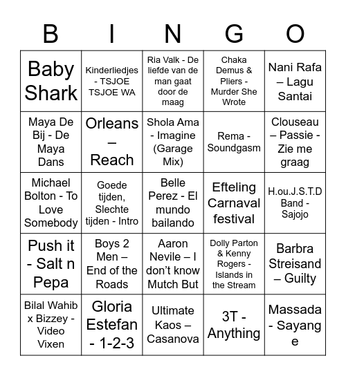 FFD - MUZIEKBINGO Card