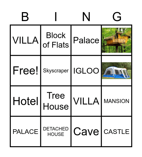 TYPES OF HOUSES Bingo Card