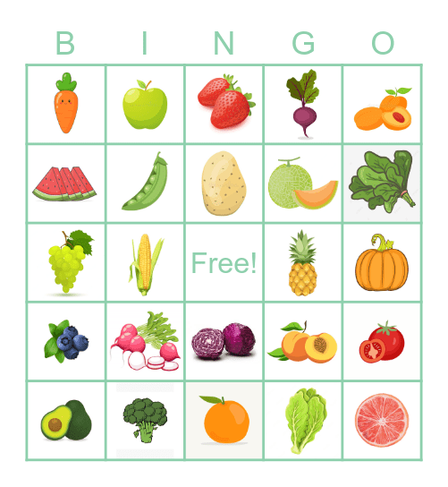 Frutas y Verduras Bingo Card