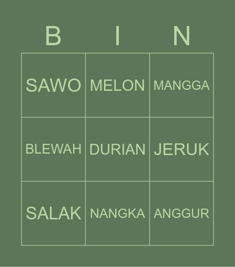 CONTOH BINGO Card